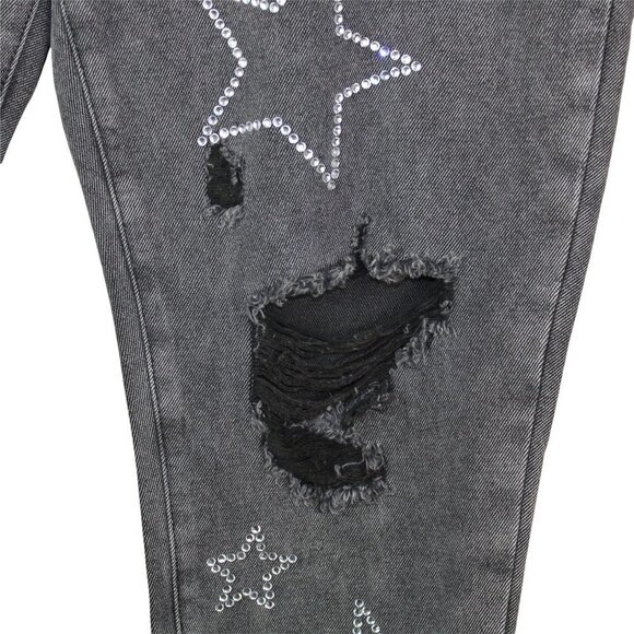 Simple Society Black distressed raw hem straight super high rise jeans Size 17/3 - Picture 6 of 13